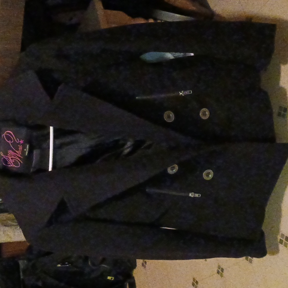 Short black peacoat